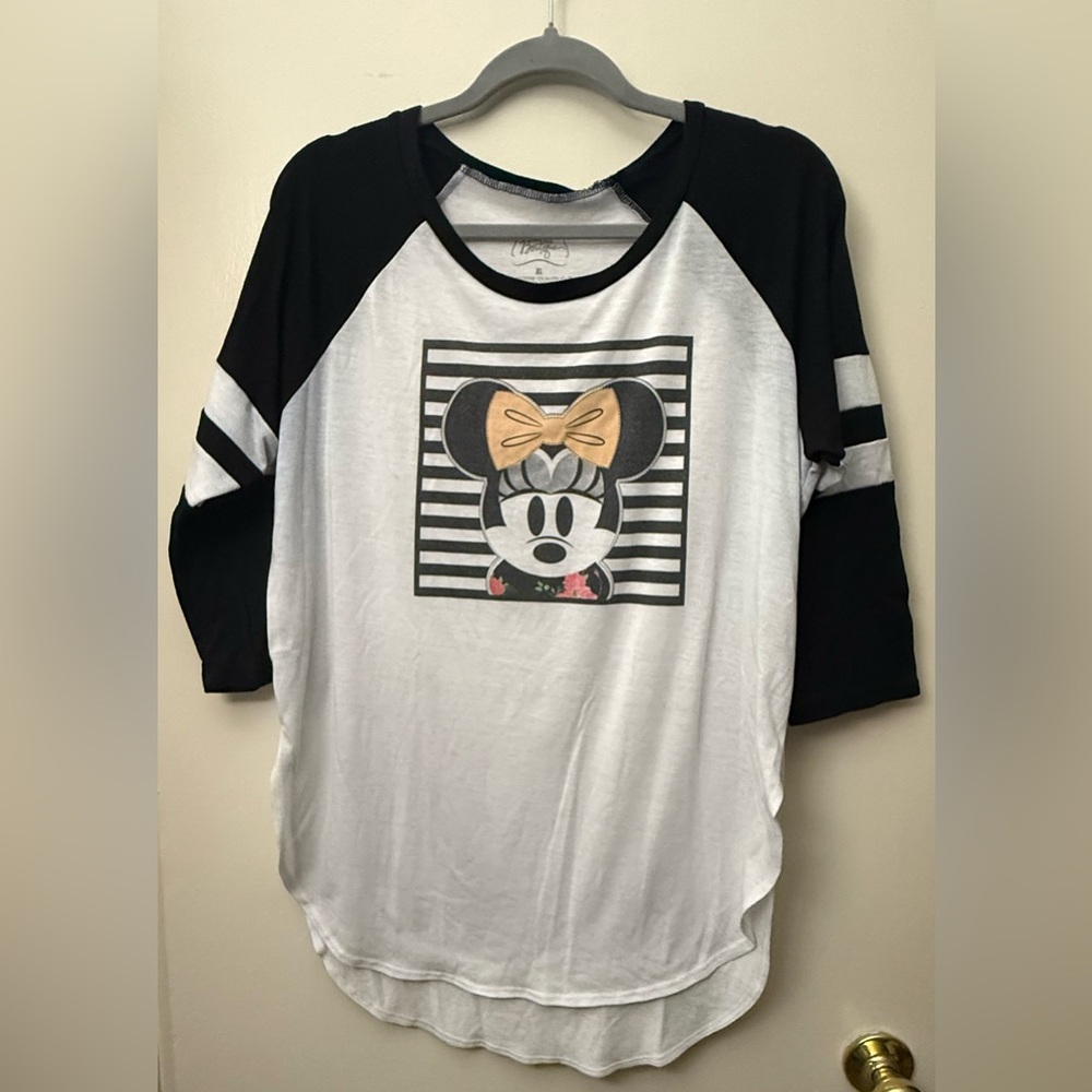 Minnie Mouse Black & White Raglan Tee for women